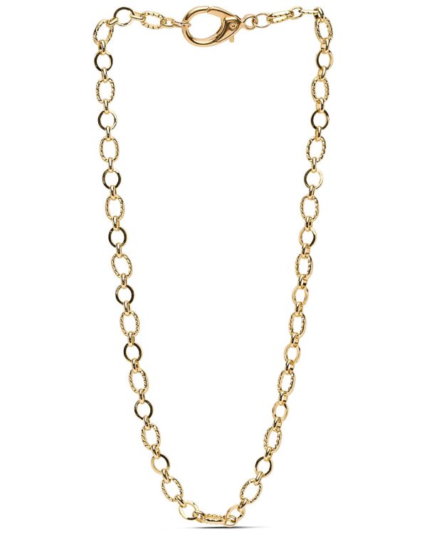 Yellow Gold Textured Chain Link Necklace For Sale