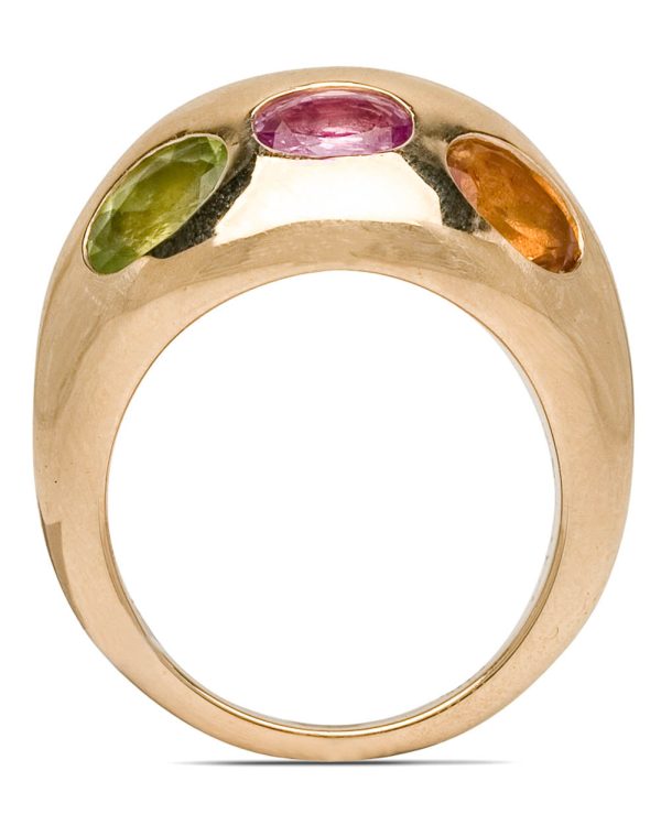 Yellow Gold Multi Gemstone Dome Ring Online now