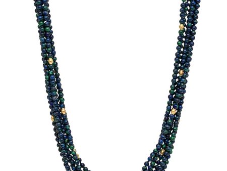 Azurite and Malachite Bead Multi Strand Necklace For Cheap