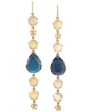 Yellow Gold Opal and Tourmaline Long Drop Earrings Sale