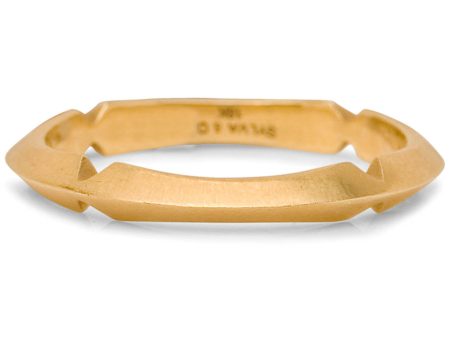 Yellow Gold Thin Knife Edge Ring Band For Sale