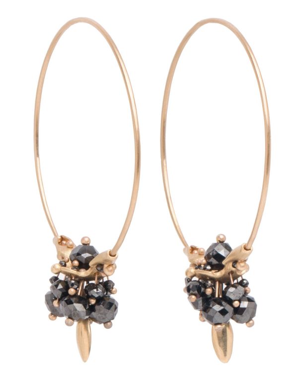 Black Diamond Cluster Hoop Earrings Online