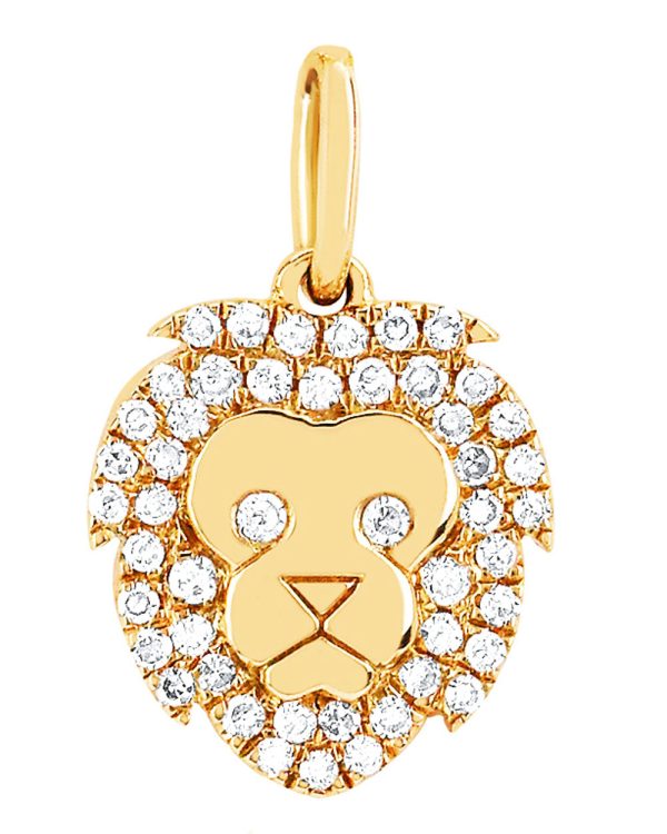 Yellow Gold Diamond Lion Necklace Charm Online