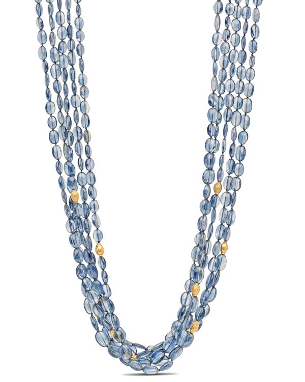 Yellow Gold Kyanite Bead Five Strand Necklace For Discount