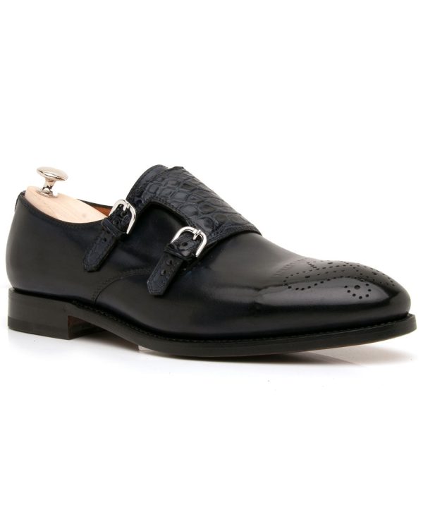 Leopoldo Blue Scuro Double Monk Strap Fashion