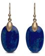 Yellow Gold Blue Lapis Small Chip Earrings Discount