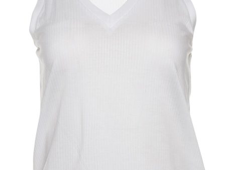 White V-Neck Narrow Split Jersey Tank Online Hot Sale