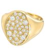 Yellow Gold Pave Diamond Galaxy Signet Ring Cheap