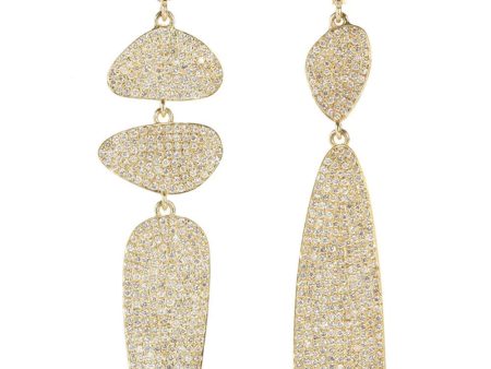 Yellow Gold Diamond Pique Mismatch Drop Earrings Discount