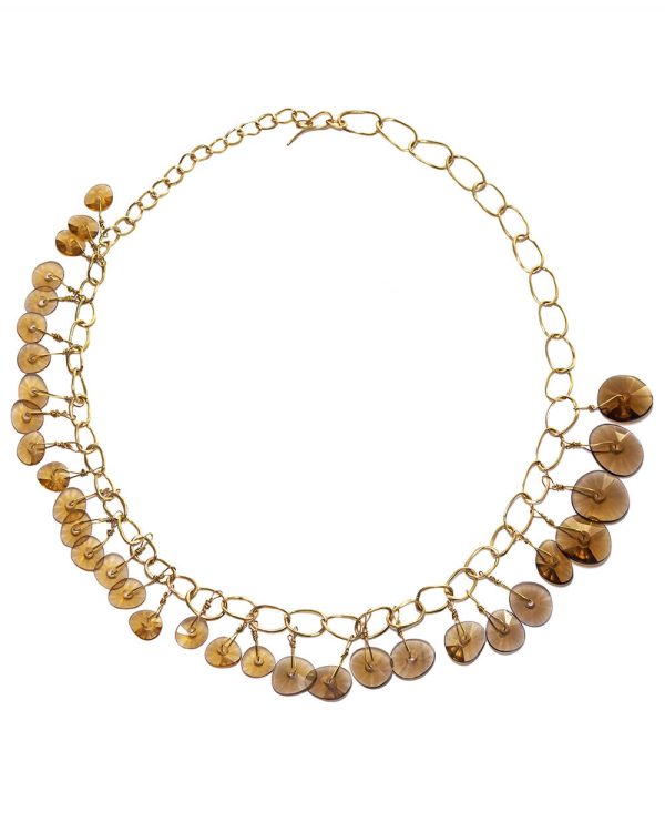 Yellow Gold Cognac Quartz Bambole Necklace Online Hot Sale