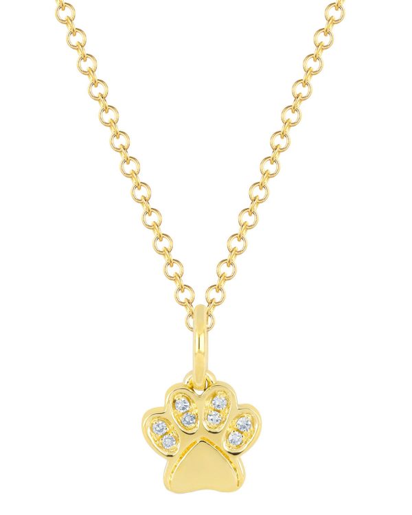 Yellow Gold Diamond Paw Necklace For Sale