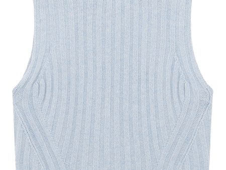 Airy Blue Ribbed Wool Sweater Tank Sale