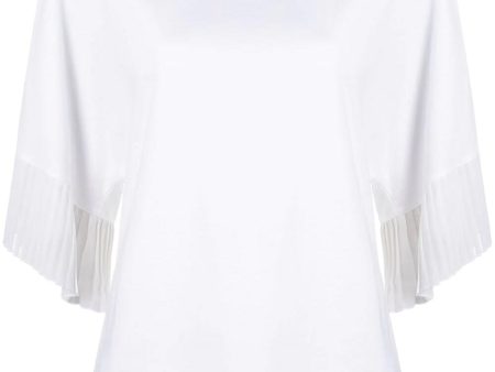 White Pleated Sleeve Tee Online Hot Sale