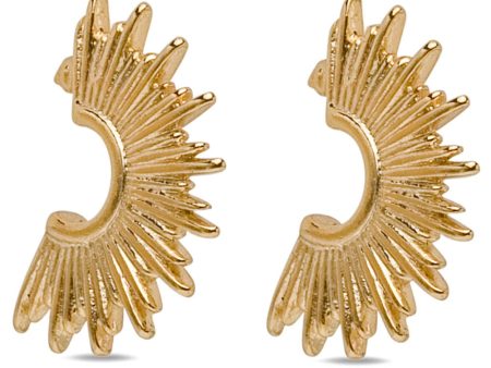 Yellow Gold Sunburst Huggie Earrings Supply