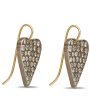 Yellow Gold Grey Diamond Ten Table Heart Earrings on Sale