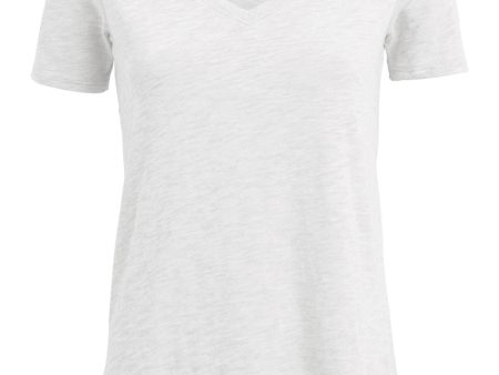 White Slub Jersey V-Neck Tee For Sale