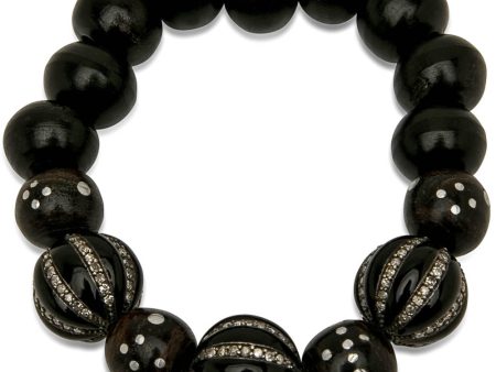 Black and Diamond Bead Bracelet Hot on Sale