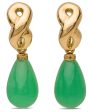 Yellow Gold Infinity Chrysoprase Drop Earrings Hot on Sale