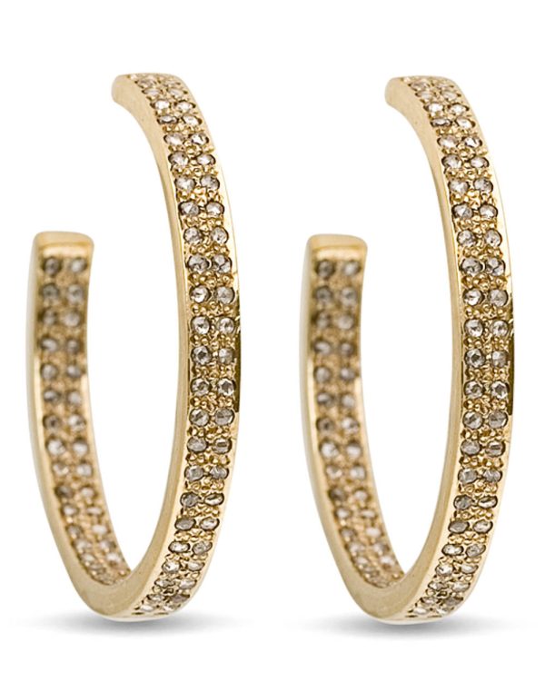 Brass Pave Diamond Small Hoop Earrings Fashion