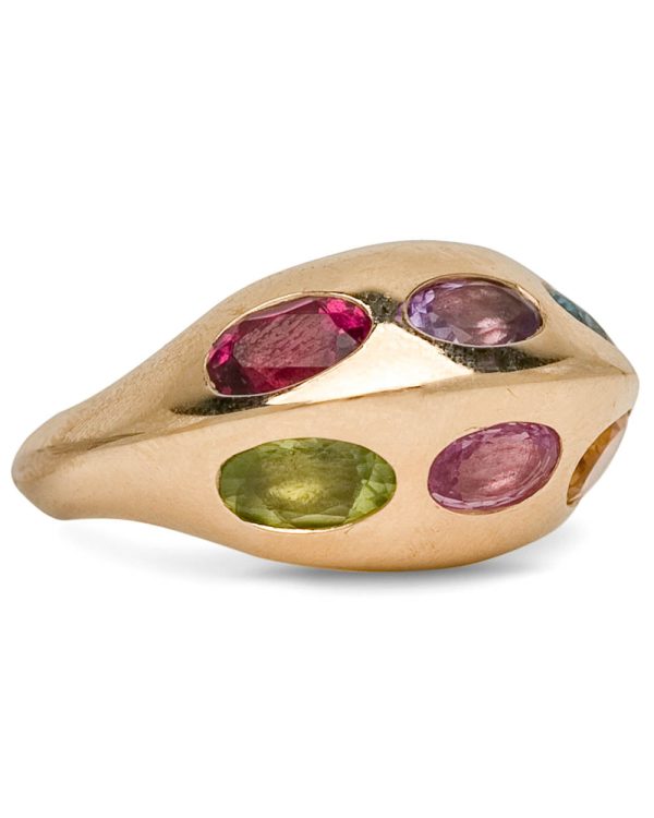 Yellow Gold Multi Gemstone Dome Ring Online now