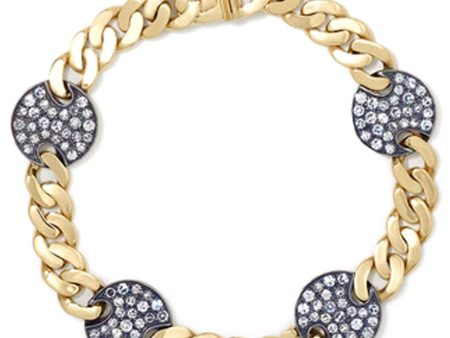 Yellow Gold and Silver Diamond Disco Bracelet on Sale