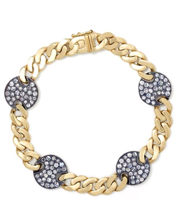 Yellow Gold and Silver Diamond Disco Bracelet on Sale