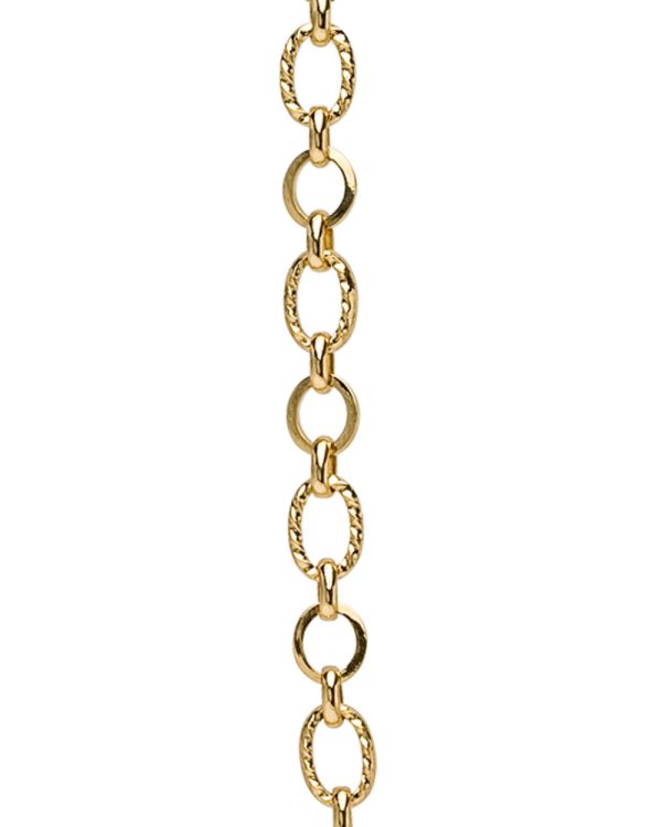 Yellow Gold Textured Chain Link Necklace For Sale