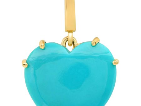 Yellow Gold Turquoise Heart Charm Discount