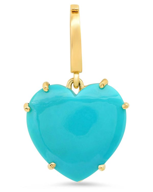 Yellow Gold Turquoise Heart Charm Discount