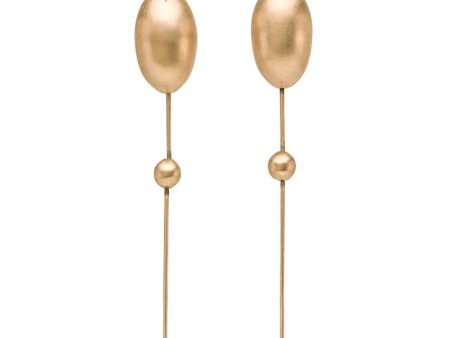 14K Gold Large Egg Chain Earrings For Sale