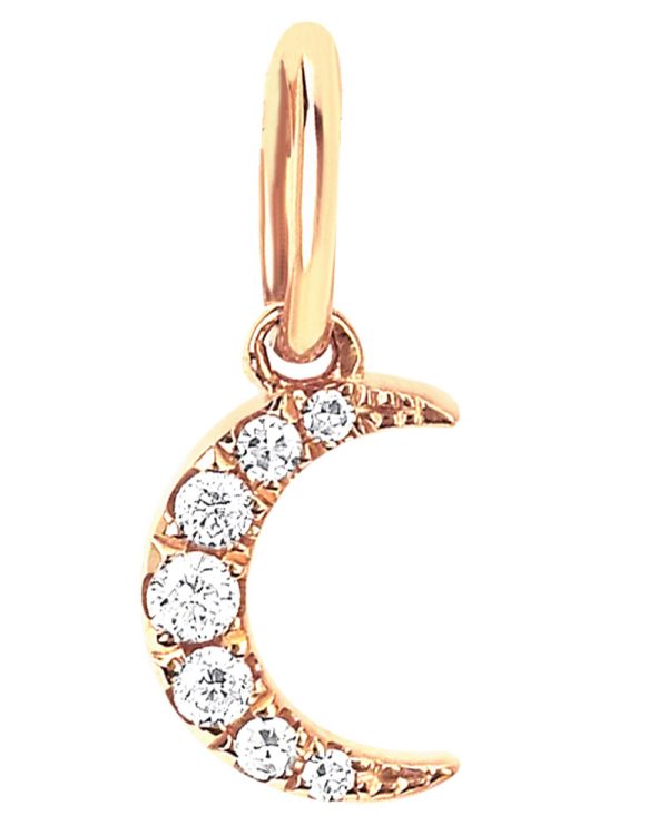 Yellow Gold Diamond Moon Charm Pendant Discount