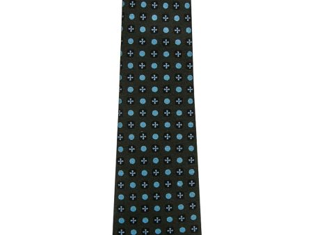 Army Green and Light Blue Geometric Tie For Sale