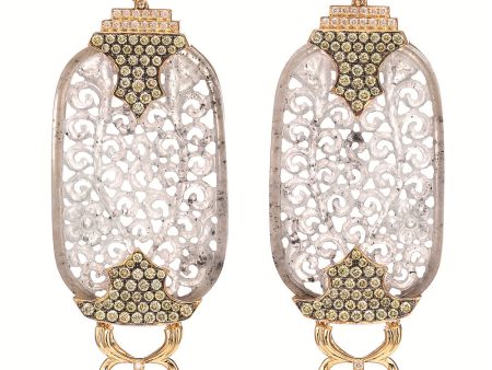 Carved Jade and Fancy Diamond Statement Earrings Online Sale