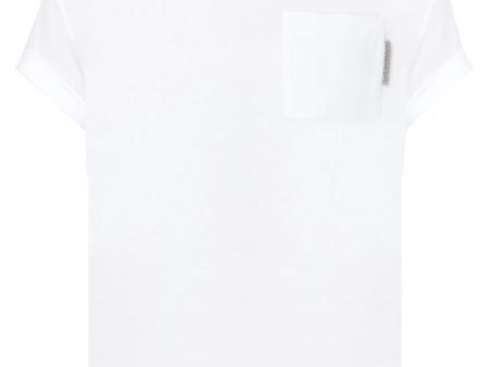 White Monili Tab Chest Pocket T-Shirt Online Hot Sale