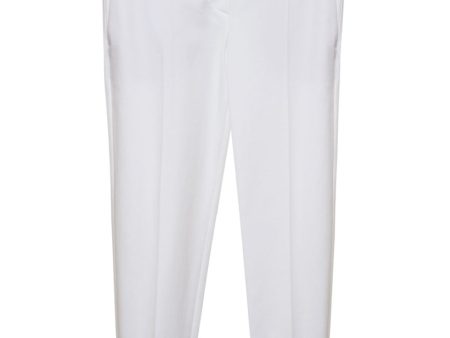 White Cotton Cuffed Trousers Online Sale