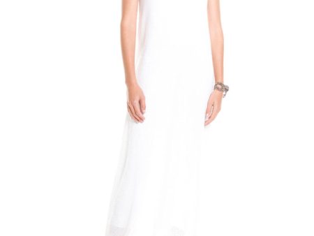 White Linen and Silk V-Neck Maxi Dress Online Hot Sale