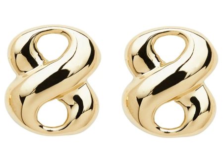 Yellow Gold Wide Infinity Stud Earrings on Sale