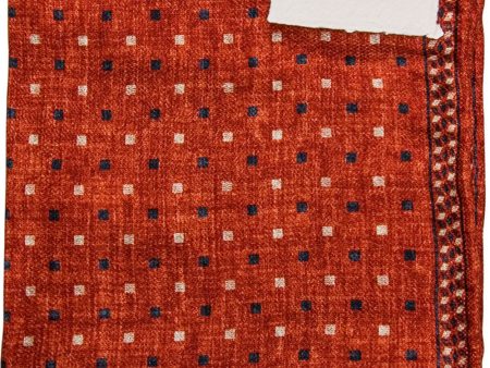 Burnt Orange Geometric Reversible Pocket Square For Sale