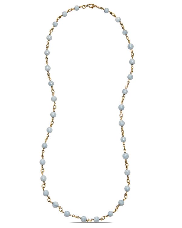 Yellow Gold Denim Opal Beaded Link Necklace Online