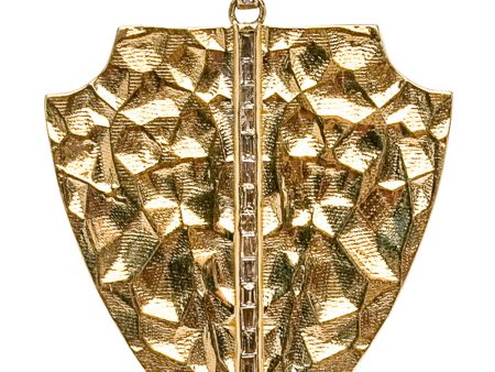 Yellow Gold Diamond Hammered Shield Pendant Online Hot Sale