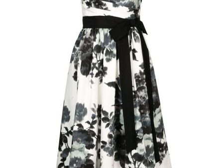 Black and White Floral Print Sweetheart Dress Online now