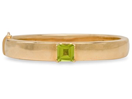 Yellow Gold Emerald Cut Peridot Bangle Bracelet Hot on Sale