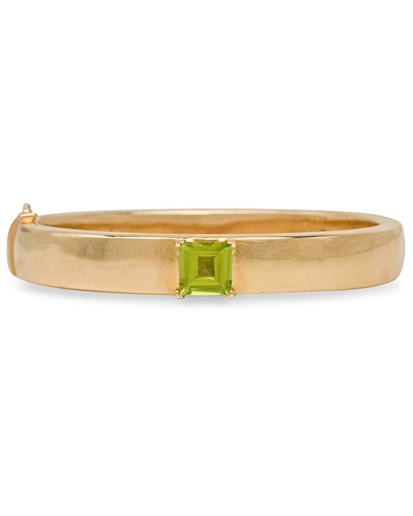 Yellow Gold Emerald Cut Peridot Bangle Bracelet Hot on Sale