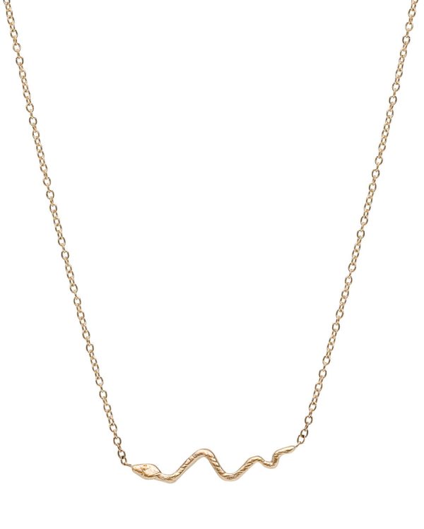 Yellow Gold Diamond Snake Pendant Necklace Fashion