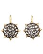 Yellow Gold Grey Diamond Sunburst Earrings For Sale