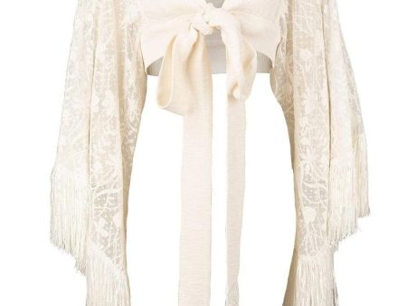 White Cropped Fringe Palomi Top Online Sale