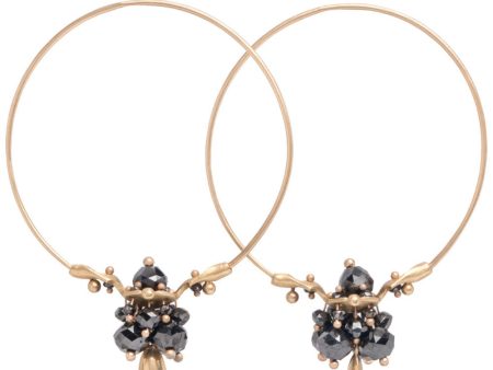 Black Diamond Cluster Hoop Earrings Online