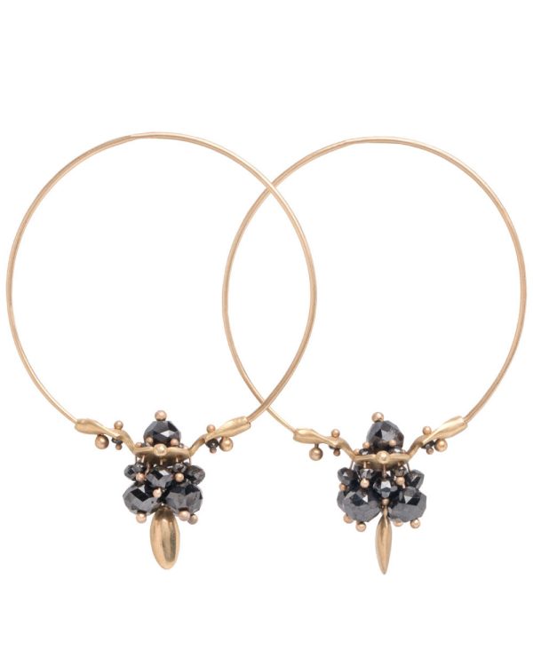 Black Diamond Cluster Hoop Earrings Online