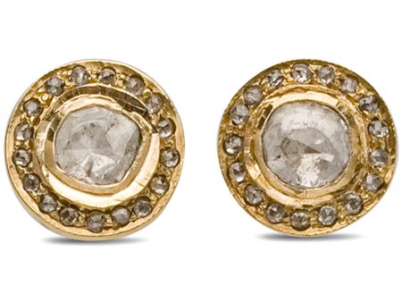 Brass Pave Diamond Large Stud Earrings Online Sale