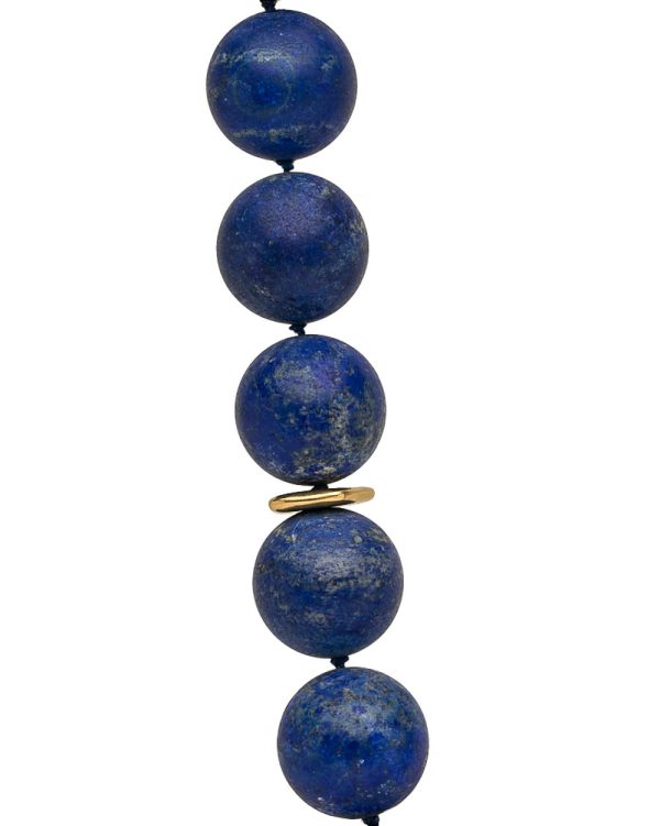 Yellow Gold Matte Lapis Lazuli Large Bead Necklace Hot on Sale